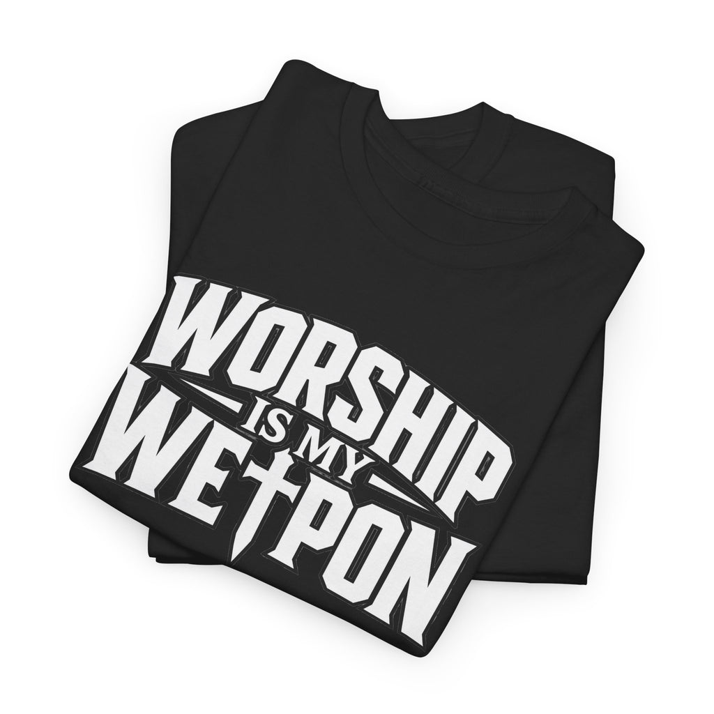 Worship Is My Weapon Graphic Tee — Bold Christian Faith T‑Shirt
