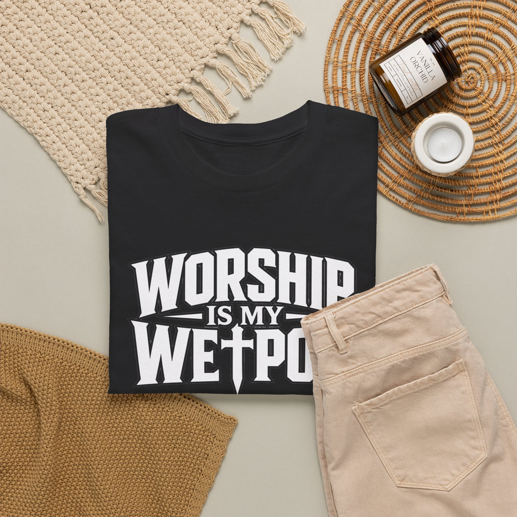 Worship Is My Weapon Graphic Tee — Bold Christian Faith T‑Shirt