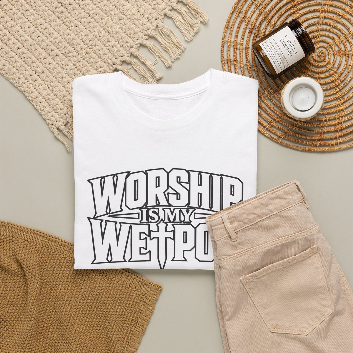 Worship Is My Weapon Graphic Tee — Bold Christian Faith T‑Shirt